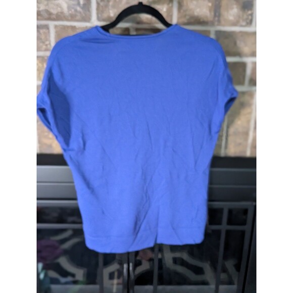 Jones Ny Woman's Blue Button Up Blouse Sz S Rayon Blend Short Sleeve Work Office - Picture 4 of 5